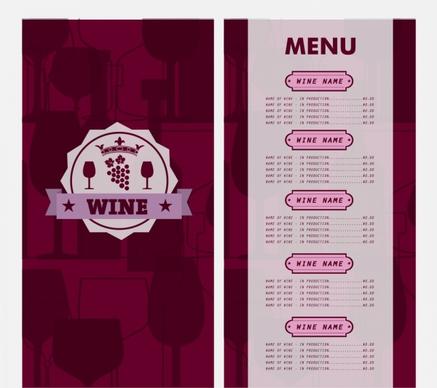 wine menu design violet vignette decoration