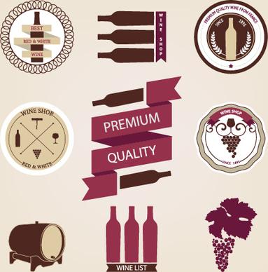wine menu labels retro design vector