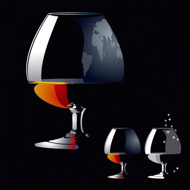 wine advertising background glass icons dark modern design