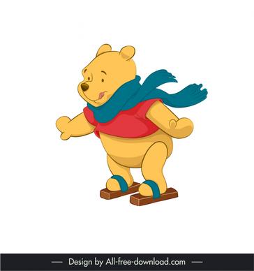 winnie the pooh cartoon character icon dynamic joyful bear sketch