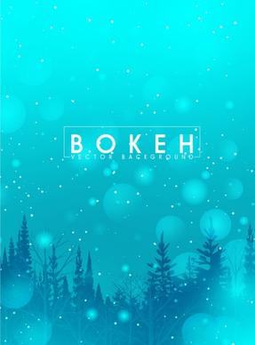 winter background blue fir trees icons bokeh decor