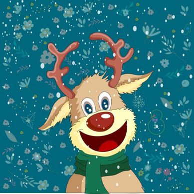 winter background stylized reindeer icons cartoon character