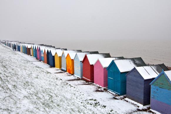 winter beach huts