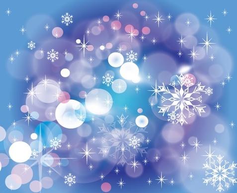 christmas style blue bokeh background sparkling snowflakes decoration