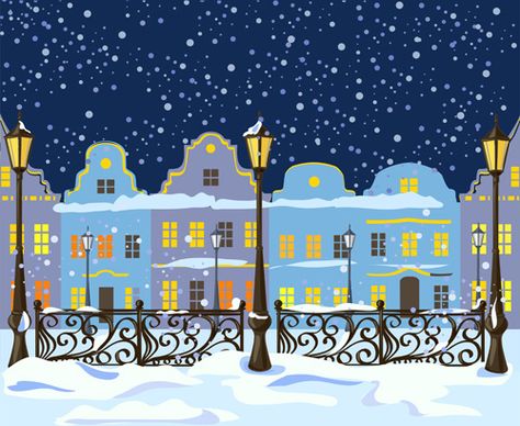 winter city christmas background vector
