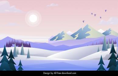 winter landscape background template elegant classic