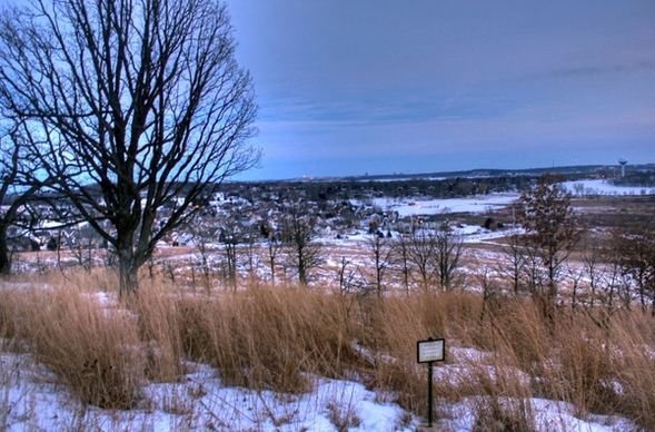 winter landscape from hill in madison wisconsin