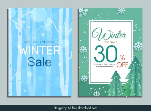 winter sale banner templates elegant tree snowflakes trees decor