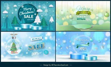 winter sale banners templates collection elegant modern xmas decor