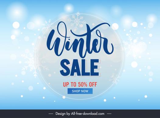 winter sale poster template twinkling crystal snowflakes decor