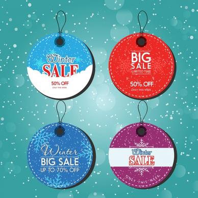 winter sale tags collection colorful round design