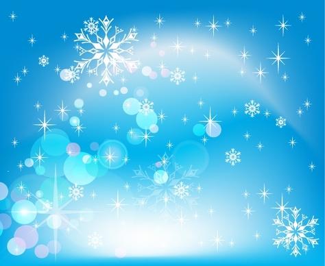winter snowflakes background sparkling blue bokeh decoration