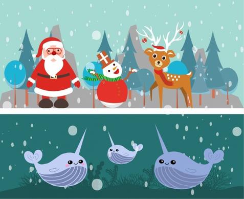 winter themes design christmas and submarine decoration
