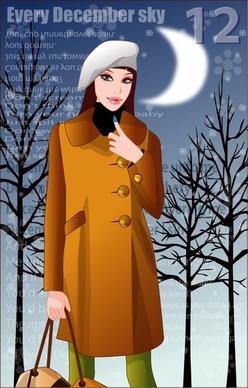 winter fashion advertisement elegant modern moonlight snowflake decor