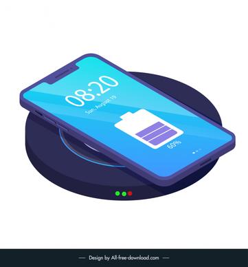 wireless charger icon modern 3d outline 