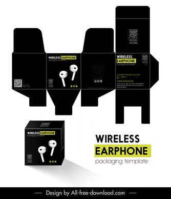 wireless earphone package template modern dark eleagnce