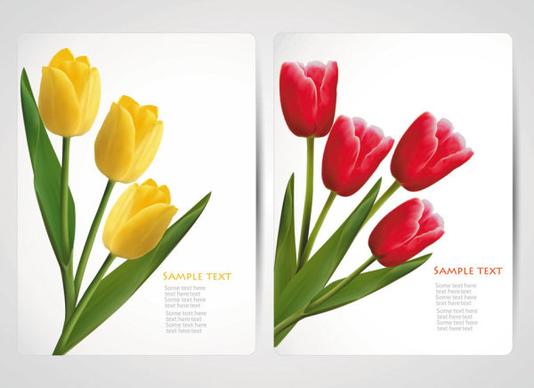 with flowers cards vector template