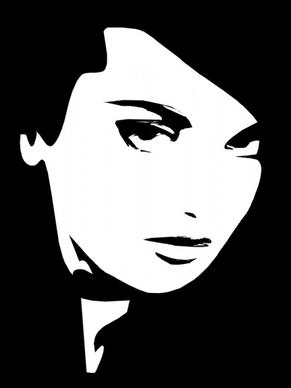 woman face black and white vector free vector