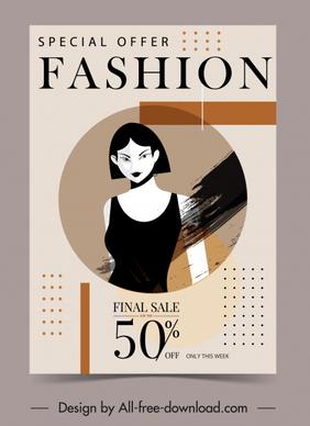 woman fashion sale poster grunge decor model sketch