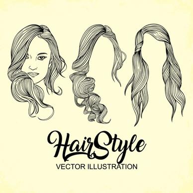 woman hairstyle design handdrawn sketch
