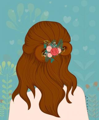 woman hairstyle drawing multicolored cartoon decor
