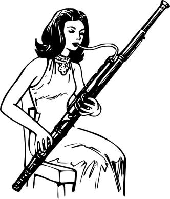 Woman Playing Bassoon clip art