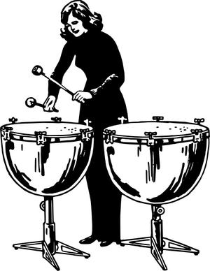 Woman Playing Kettledrums clip art