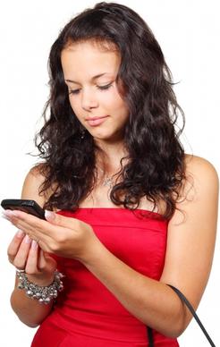 woman reading sms