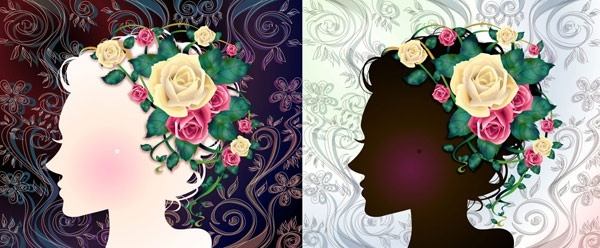 woman with flowers vector 1