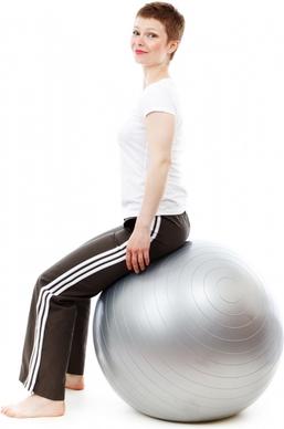 woman with gym ball
