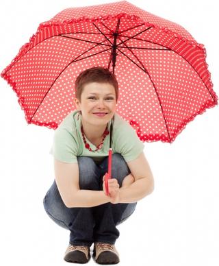 woman with red umbrella