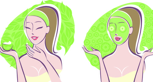 woman with spa salon elements vector