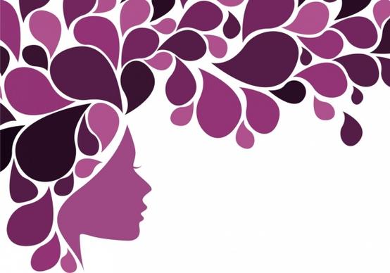women and flowers background violet silhouette curves design