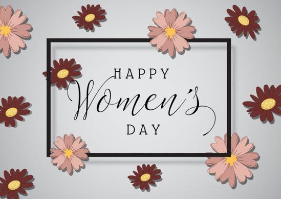 women day banner calligraphic flowers decoration
