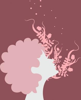womens and flowers background silhouette style design