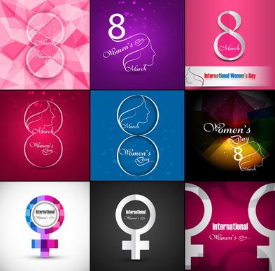 womens day colorful background set card collection presentation background vector