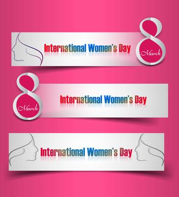 womens day colorful three header set vector design