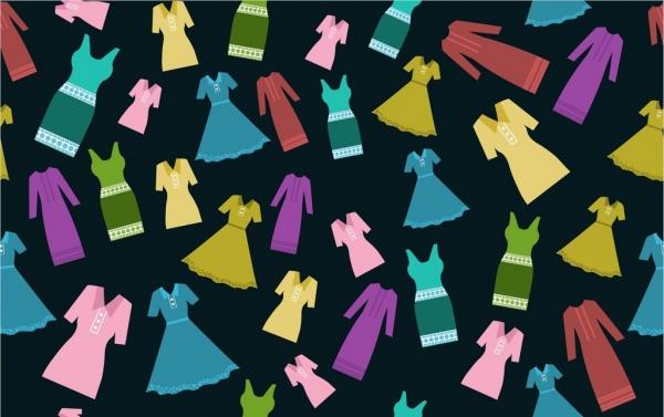 womens dress icons various flat colored design