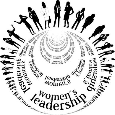 womens leadership vector illustration with circle silhouettes style