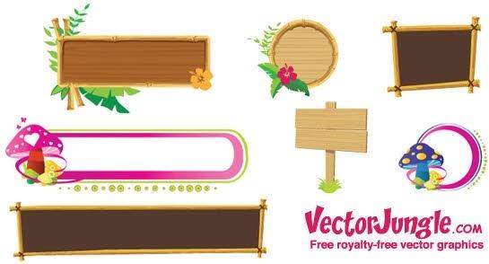 Wood banners and frames free vector 