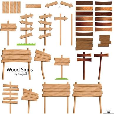 Wood Signs Vector Set