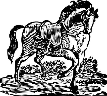Woodcut Horse clip art