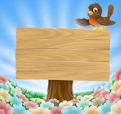 wooden board with grass vector