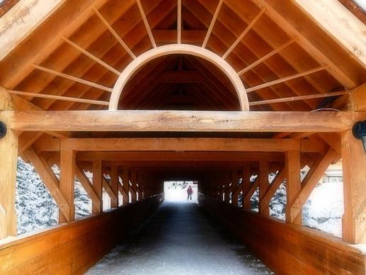 wooden covered bridge travel