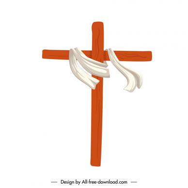 wooden cross sign icon dynamic wrapped cloth decor