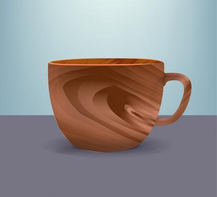 wooden cup icon colored 3d design