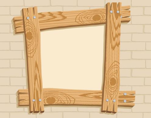 wooden frame no the wall vector