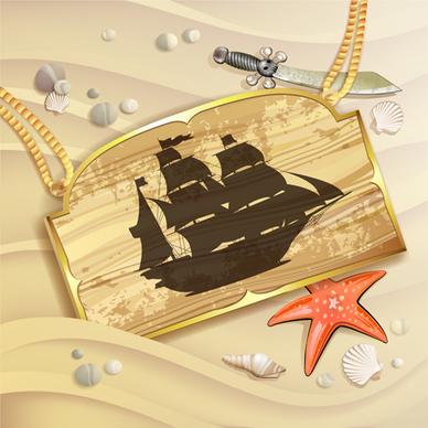 wooden pirate tag vector