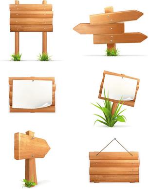 wooden signboards vector background