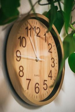 wooden wall clock picture elegant closeup